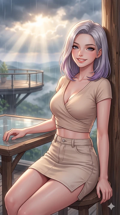 score_9, masterpiece, best quality, ultra-detailed, high-budget anime keyframe, vibrant anime aesthetic, Caucasian woman, strictly human ears. close-up cowboy shot from the waist and thighs up, the character dominates the composition, filling the fra