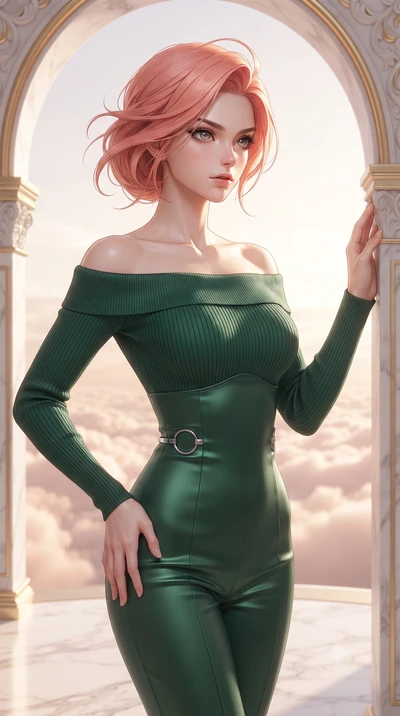 score_9, masterpiece, best quality, ultra-detailed, high-budget anime keyframe, editorial fashion photography, tasteful artistic composition, Japanese woman. close-up cowboy shot from the waist and thighs up, the character dominates the composition, 