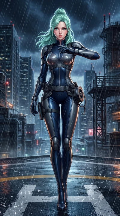 score_9, masterpiece, best quality, ultra-detailed, high-budget anime keyframe, semi-realistic 3D game render, editorial fashion photography, tasteful artistic composition, Japanese woman. low angle full-body shot from head to toe showing her feet, f