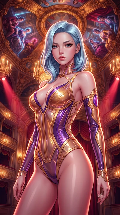 score_9, masterpiece, best quality, ultra-detailed, high-budget anime keyframe, semi-realistic 3D game render, editorial fashion photography, tasteful artistic composition, Korean woman. close-up cowboy shot from the waist and thighs up, the characte