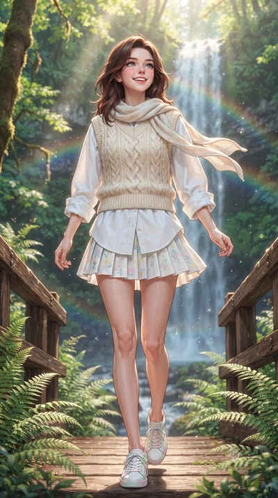 score_9, masterpiece, best quality, ultra-detailed, high-budget anime keyframe, editorial fashion photography, tasteful artistic composition, Korean woman. low angle full-body shot from head to toe showing her feet, filling the entire 9:16 vertical f