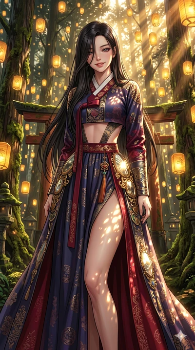 score_9, masterpiece, best quality, ultra-detailed, high-budget anime keyframe, editorial fashion photography, tasteful artistic composition, Korean woman. cowboy shot from the thighs up, character and outfit filling the frame for maximum editorial p