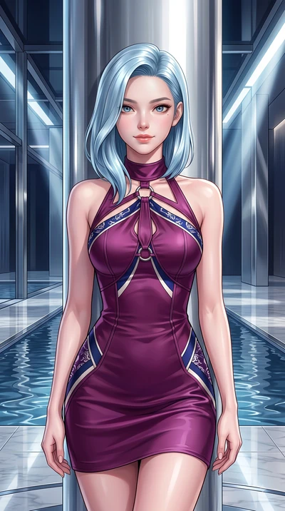 score_9, masterpiece, best quality, ultra-detailed, high-budget anime keyframe, editorial fashion photography, tasteful artistic composition, Korean woman. close-up cowboy shot from the waist and thighs up, the character dominates the composition, fi