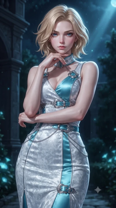 score_9, masterpiece, best quality, ultra-detailed, high-budget anime keyframe, editorial fashion photography, tasteful artistic composition, Caucasian woman. close-up cowboy shot from the waist and thighs up, the character dominates the composition,