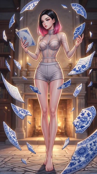 score_9, masterpiece, best quality, ultra-detailed, high-budget anime keyframe, editorial fashion photography, tasteful artistic composition, Korean woman. low angle full-body shot from head to toe showing her feet, filling the entire 9:16 vertical f