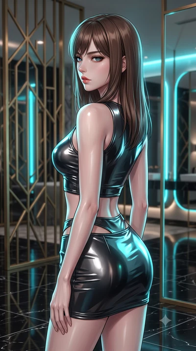 score_9, masterpiece, best quality, ultra-detailed, high-budget anime keyframe, editorial fashion photography, tasteful artistic composition, Korean woman. close-up cowboy shot from the waist and thighs up, the character dominates the composition, fi