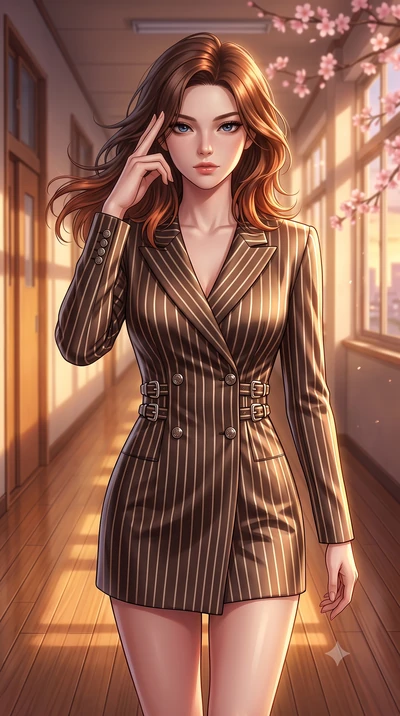 score_9, masterpiece, best quality, ultra-detailed, high-budget anime keyframe, editorial fashion photography, tasteful artistic composition, Korean woman. close-up cowboy shot from the waist and thighs up, the character dominates the composition, fi