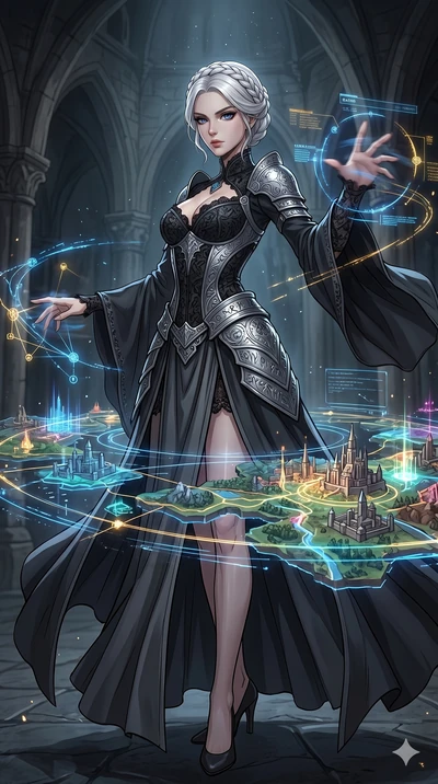 score_9, masterpiece, best quality, ultra-detailed, high-budget anime movie keyframe, cinematic anime lighting, intricate line art, Caucasian (strictly human ears) woman. Low angle cowboy shot capturing a powerful motion and statuesque presence. inte