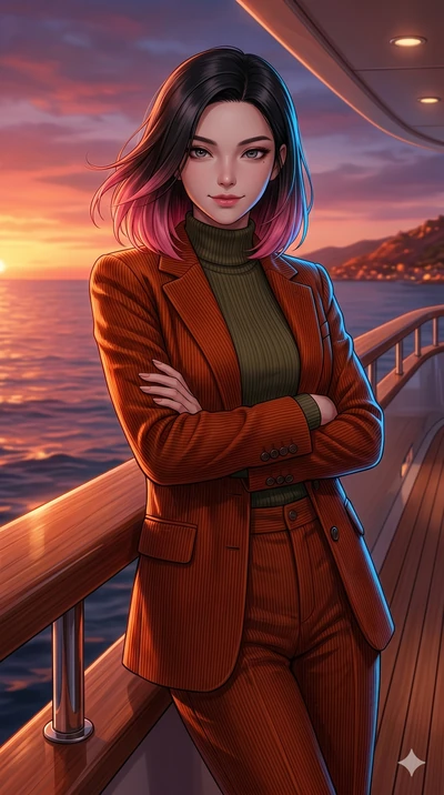 score_9, masterpiece, best quality, ultra-detailed, high-budget anime keyframe, editorial fashion photography, tasteful artistic composition, Korean woman. cowboy shot from the thighs up, character and outfit filling the frame for maximum editorial p