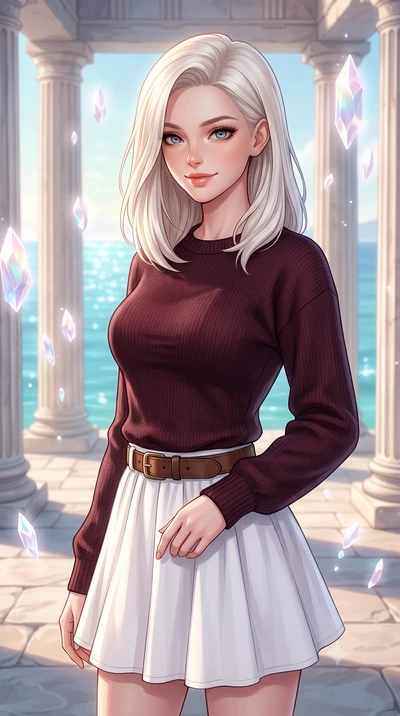score_9, masterpiece, best quality, ultra-detailed, high-budget anime keyframe, editorial fashion photography, tasteful artistic composition, Caucasian woman, strictly human ears. close-up cowboy shot from the waist and thighs up, the character domin