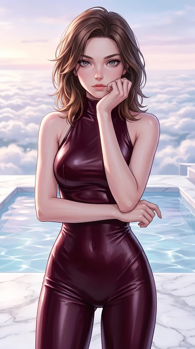score_9, masterpiece, best quality, ultra-detailed, high-budget anime keyframe, editorial fashion photography, tasteful artistic composition, Korean woman woman. close-up cowboy shot from the waist and thighs up, the character dominates the compositi