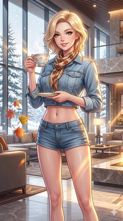 score_9, masterpiece, best quality, ultra-detailed, high-budget anime keyframe, vibrant anime aesthetic, Caucasian woman, strictly human ears. cowboy shot from the thighs up, character and outfit filling the frame for maximum presence. She is holding