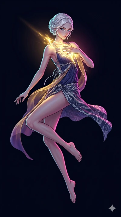 score_9, masterpiece, best quality, ultra-detailed, high-budget anime movie keyframe, cinematic anime lighting, intricate line art, Japanese woman. Mid-air action shot capturing a graceful twist and vertical silhouette. shielding her heart with a glo