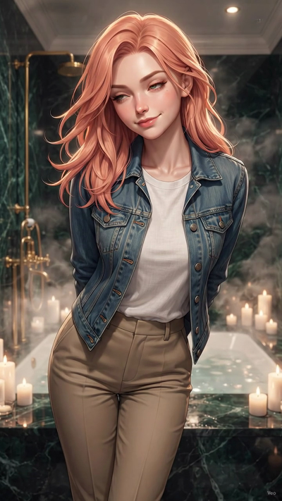 Girl blinking and smiling softly