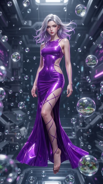 score_9, masterpiece, best quality, ultra-detailed, High-budget Anime Keyframe, editorial fashion photography, tasteful artistic composition, realistic cosplay photography, Caucasian woman, strictly human ears. Dynamic full-body shot stretching the v