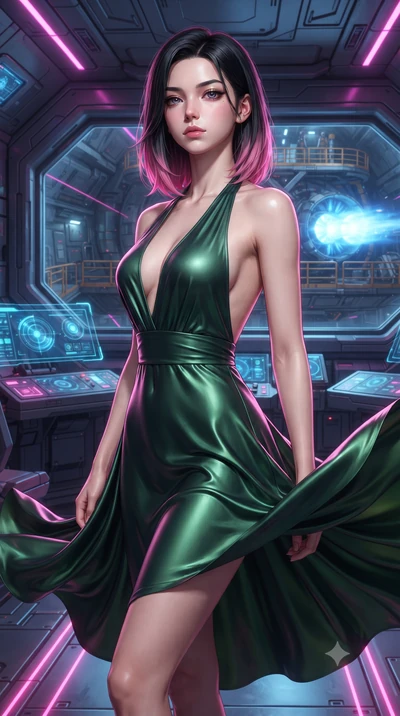 score_9, masterpiece, best quality, ultra-detailed, high-budget anime keyframe, editorial fashion photography, tasteful artistic composition, realistic cosplay photography, Korean woman. close-up cowboy shot from the waist and thighs up, the characte