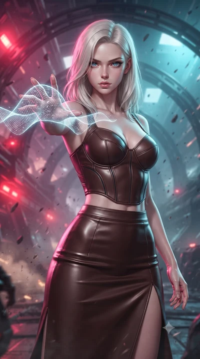 score_9, masterpiece, best quality, ultra-detailed, high-budget anime keyframe, editorial fashion photography, tasteful artistic composition, realistic cosplay photography, Caucasian woman, strictly human ears. close-up cowboy shot from the waist and