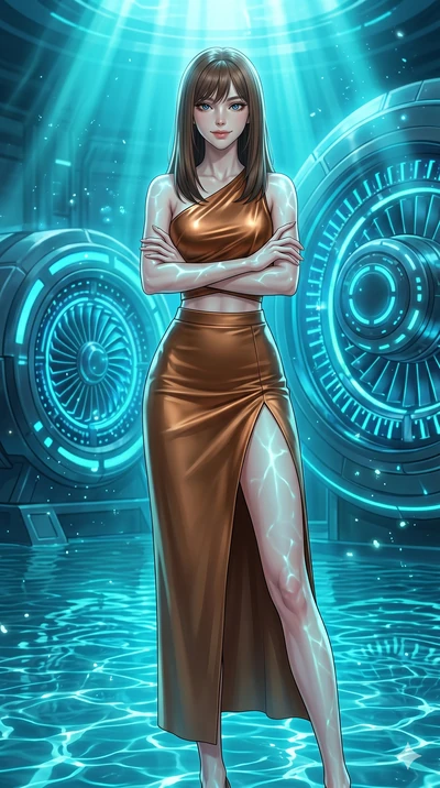 score_9, masterpiece, best quality, ultra-detailed, high-budget anime keyframe, editorial fashion photography, tasteful artistic composition, Korean woman. cowboy shot from the thighs up, character and outfit filling the frame for maximum editorial p