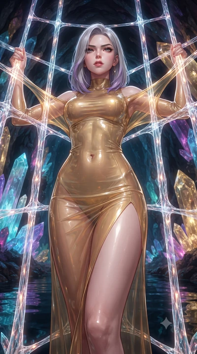 score_9, masterpiece, best quality, ultra-detailed, High-budget Anime Keyframe, editorial fashion photography, tasteful artistic composition, realistic cosplay photography, Caucasian woman, strictly human ears. Low angle cowboy shot filling the entir