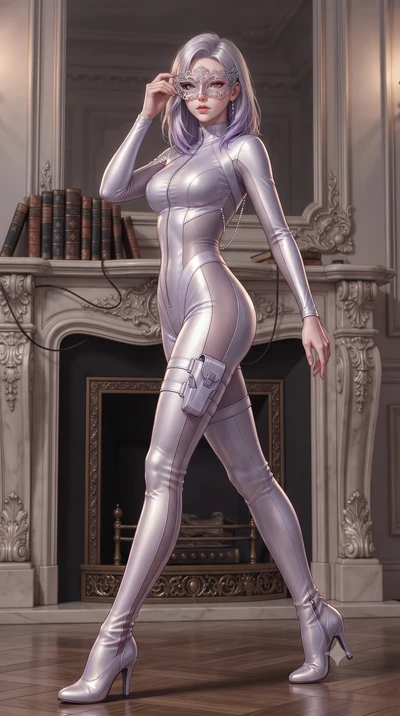 score_9, masterpiece, best quality, ultra-detailed, high-budget anime keyframe, editorial fashion photography, tasteful artistic composition, Caucasian woman. low angle full-body shot from head to toe showing her feet, filling the entire 9:16 vertica