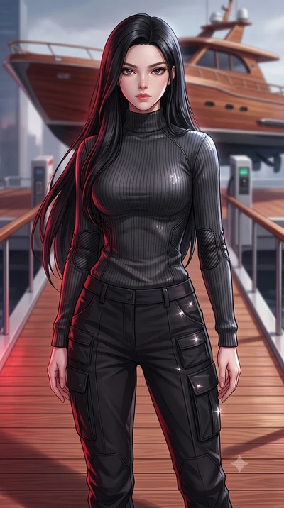score_9, masterpiece, best quality, ultra-detailed, high-budget anime keyframe, editorial fashion photography, tasteful artistic composition, Korean woman. close-up cowboy shot from the waist and thighs up, the character dominates the composition, fi