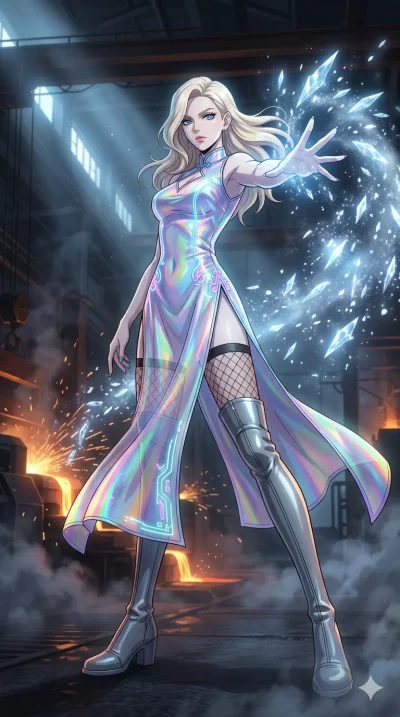score_9, masterpiece, best quality, ultra-detailed, High-budget Anime Keyframe, vibrant colors, fluid line-art, expressive lighting, cinematic composition, Ufotable-style visual effects, top-tier animation quality, Caucasian woman with pale skin, blo