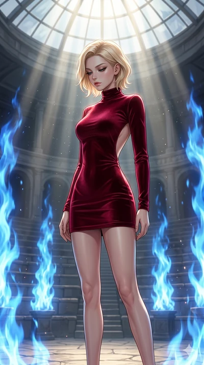 score_9, masterpiece, best quality, ultra-detailed, high-budget anime keyframe, editorial fashion photography, tasteful artistic composition, Caucasian woman, strictly human ears. cowboy shot from the thighs up, character and outfit filling the frame