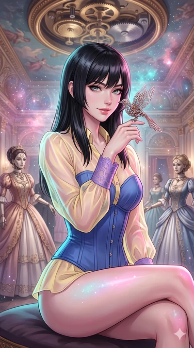 score_9, masterpiece, best quality, ultra-detailed, high-budget anime keyframe, editorial fashion photography, tasteful artistic composition, Caucasian woman, strictly human ears. close-up cowboy shot from the waist and thighs up, the character domin