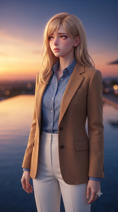 score_9, masterpiece, best quality, ultra-detailed, high-budget anime keyframe, editorial fashion photography, tasteful artistic composition, Caucasian woman, strictly human ears. close-up cowboy shot from the waist and thighs up, the character domin
