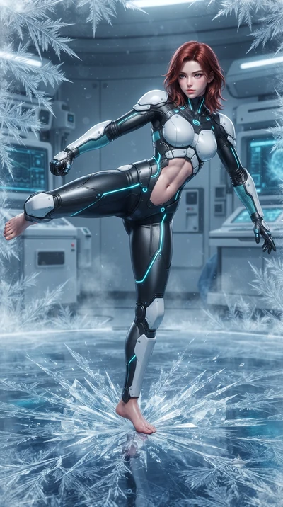 score_9, masterpiece, best quality, ultra-detailed, high-budget anime keyframe, editorial fashion photography, tasteful artistic composition, Korean woman. low angle full-body shot from head to toe showing her feet, filling the entire 9:16 vertical f