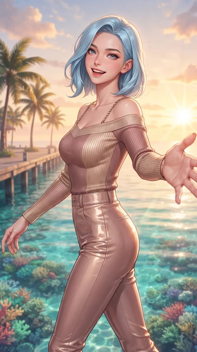 score_9, masterpiece, best quality, ultra-detailed, high-budget anime keyframe, editorial fashion photography, tasteful artistic composition, Korean woman. close-up cowboy shot from the waist and thighs up, the character dominates the composition, fi
