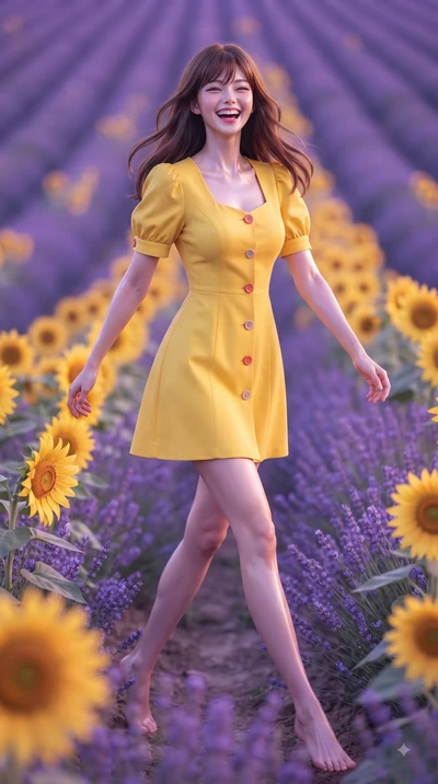 score_9, masterpiece, best quality, ultra-detailed, high-budget anime keyframe, editorial fashion photography, tasteful artistic composition, Korean woman. low angle full-body shot from head to toe showing her feet, filling the entire 9:16 vertical f
