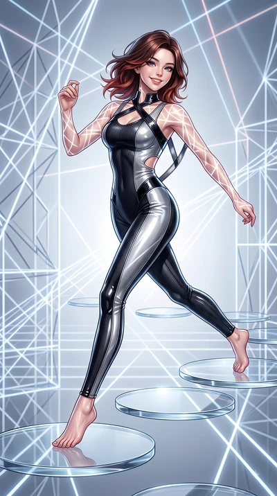 score_9, masterpiece, best quality, ultra-detailed, high-budget anime keyframe, editorial fashion photography, tasteful artistic composition, Korean woman. low angle full-body shot from head to toe showing her feet, filling the entire 9:16 vertical f