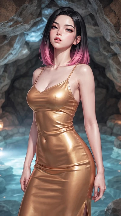 score_9, masterpiece, best quality, ultra-detailed, high-budget anime keyframe, editorial fashion photography, tasteful artistic composition, Korean woman woman. close-up cowboy shot from the waist and thighs up, the character dominates the compositi