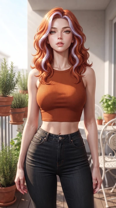 score_9, masterpiece, best quality, ultra-detailed, high-budget anime keyframe, editorial fashion photography, tasteful artistic composition, Caucasian woman woman. close-up cowboy shot from the waist and thighs up, the character dominates the compos