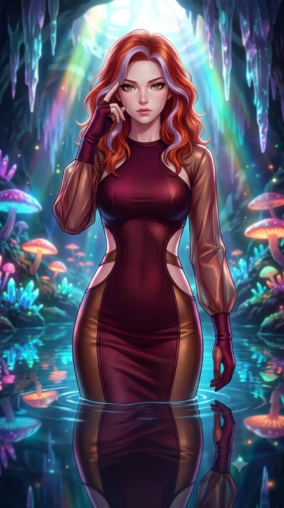 score_9, masterpiece, best quality, ultra-detailed, high-budget anime keyframe, editorial fashion photography, tasteful artistic composition, Caucasian woman. close-up cowboy shot from the waist and thighs up, the character dominates the composition,