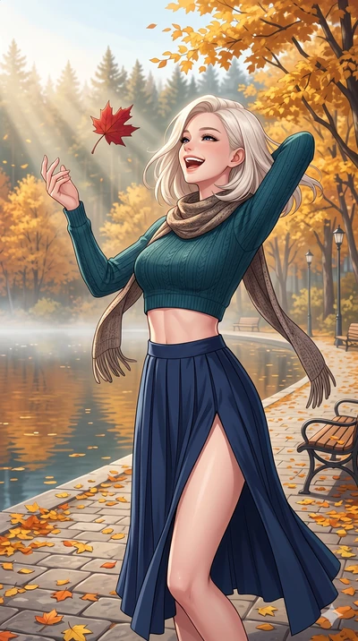 score_9, masterpiece, best quality, ultra-detailed, high-budget anime keyframe, vibrant anime aesthetic, Caucasian woman, strictly human ears. cowboy shot from the thighs up, character and outfit filling the frame for maximum presence. She is tossing