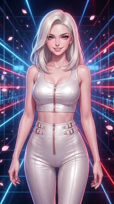 score_9, masterpiece, best quality, ultra-detailed, high-budget anime keyframe, editorial fashion photography, tasteful artistic composition, Caucasian woman. close-up cowboy shot from the waist and thighs up, the character dominates the composition,