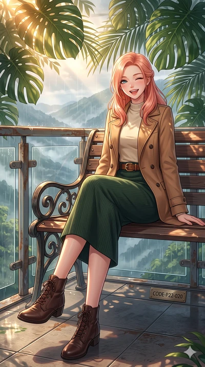 score_9, masterpiece, best quality, ultra-detailed, high-budget anime keyframe, vibrant anime aesthetic, Japanese woman. low angle full-body shot from head to toe showing her feet, filling the entire 9:16 vertical frame with her statuesque presence, 