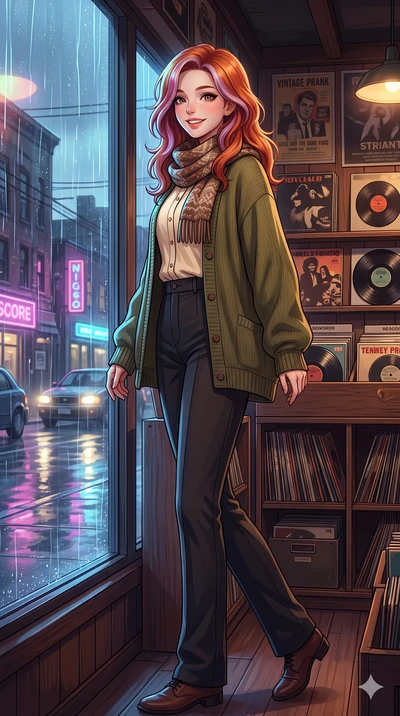 score_9, masterpiece, best quality, ultra-detailed, high-budget anime keyframe, vibrant anime aesthetic, Caucasian woman, strictly human ears. low angle full-body shot from head to toe showing her feet, filling the entire 9:16 vertical frame with her