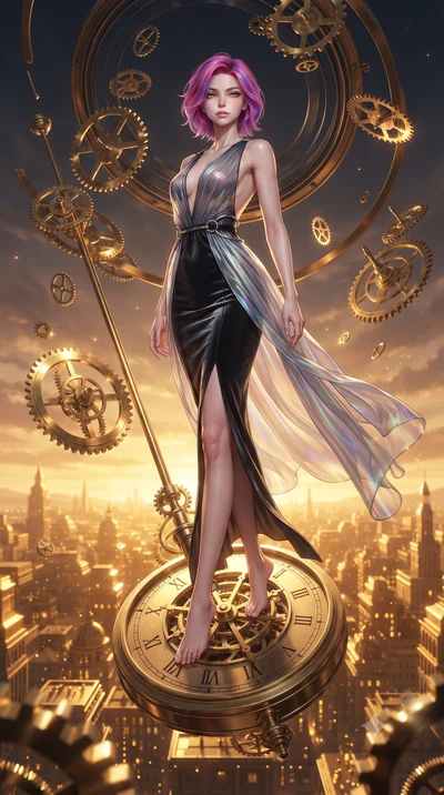 score_9, masterpiece, best quality, ultra-detailed, high-budget anime keyframe, editorial fashion photography, tasteful artistic composition, Caucasian woman. low angle full-body shot from head to toe showing her feet, filling the entire 9:16 vertica