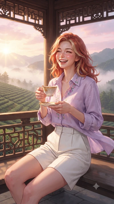 score_9, masterpiece, best quality, ultra-detailed, high-budget anime keyframe, editorial fashion photography, tasteful artistic composition, Caucasian woman. close-up cowboy shot from the waist and thighs up, the character dominates the composition,