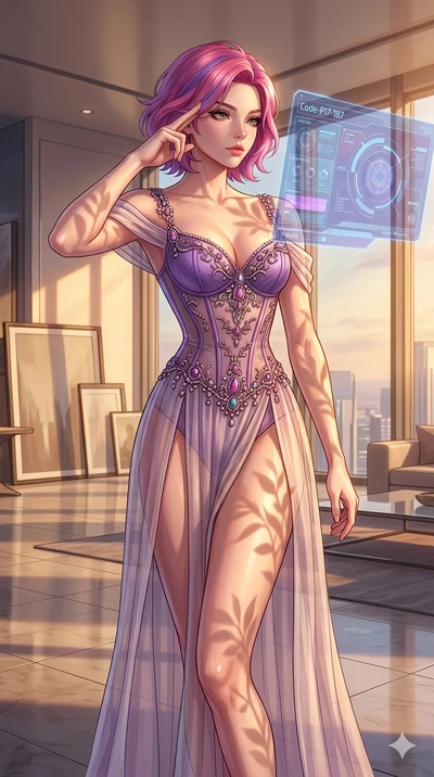 score_9, masterpiece, best quality, ultra-detailed, high-budget anime keyframe, editorial fashion photography, tasteful artistic composition, Caucasian woman, strictly human ears. cowboy shot from the thighs up, character and outfit filling the frame