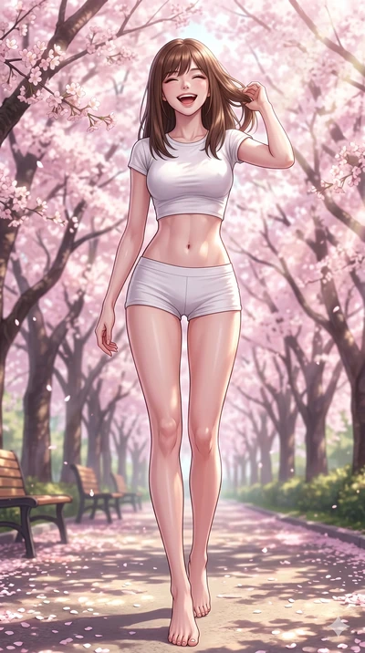 score_9, masterpiece, best quality, ultra-detailed, high-budget anime keyframe, vibrant anime aesthetic, Korean woman. low angle full-body shot from head to toe showing her feet, filling the entire 9:16 vertical frame with her statuesque presence, st