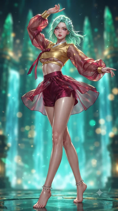 score_9, masterpiece, best quality, ultra-detailed, high-budget anime keyframe, editorial fashion photography, tasteful artistic composition, Japanese woman. low angle full-body shot from head to toe showing her feet, filling the entire 9:16 vertical