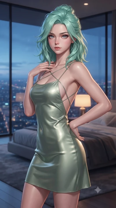 score_9, masterpiece, best quality, ultra-detailed, high-budget anime keyframe, editorial fashion photography, tasteful artistic composition, Japanese woman woman. close-up cowboy shot from the waist and thighs up, the character dominates the composi