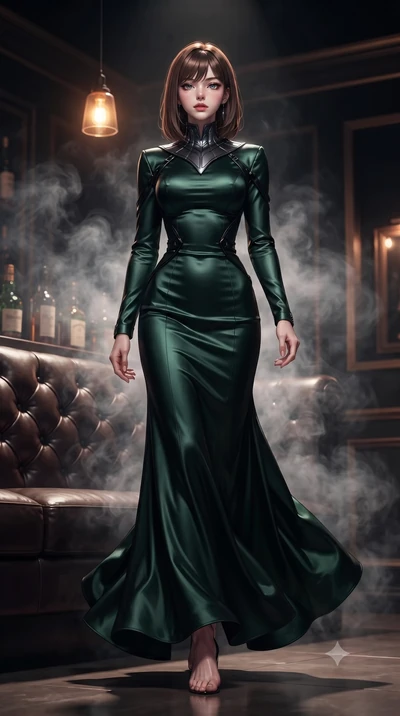 score_9, masterpiece, best quality, ultra-detailed, high-budget anime keyframe, editorial fashion photography, tasteful artistic composition, Korean woman. low angle full-body shot from head to toe showing her feet, filling the entire 9:16 vertical f