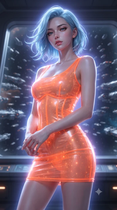 score_9, masterpiece, best quality, ultra-detailed, high-budget anime keyframe, editorial fashion photography, tasteful artistic composition, realistic cosplay photography, Korean woman. close-up cowboy shot from the waist and thighs up, the characte