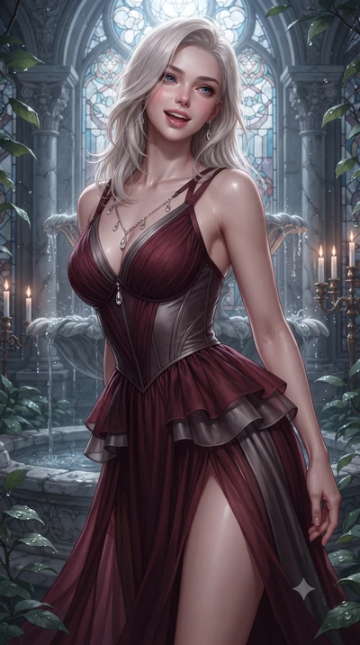 score_9, masterpiece, best quality, ultra-detailed, high-budget anime keyframe, editorial fashion photography, tasteful artistic composition, Caucasian woman. close-up cowboy shot from the waist and thighs up, the character dominates the composition,