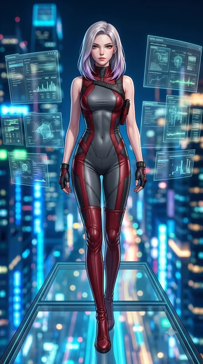 score_9, masterpiece, best quality, ultra-detailed, high-budget anime keyframe, semi-realistic 3D game render, editorial fashion photography, tasteful artistic composition, Caucasian woman. low angle full-body shot from head to toe showing her feet, 